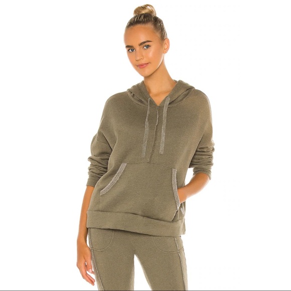 Free People Work It Out Hoodie in Army Size Large